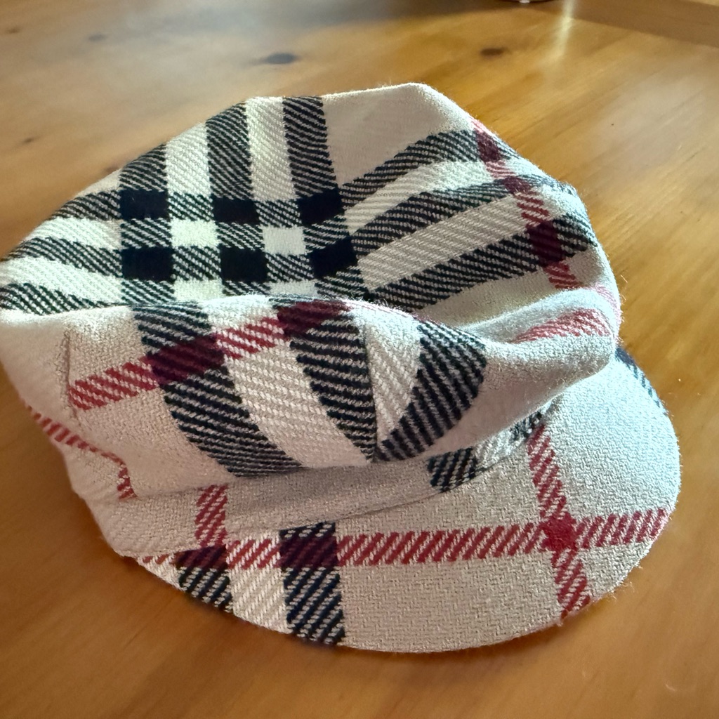 Burberry Cream And Black Flat Cap